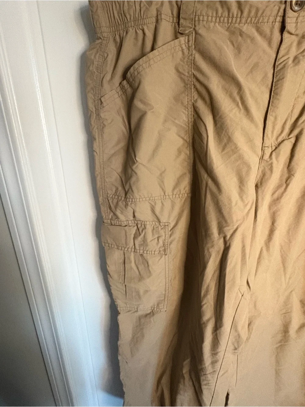 Old Navy Sz 2X Tan Cargo Wide Leg Pants Button Zip Pockets Y2K Preppy Hiking
